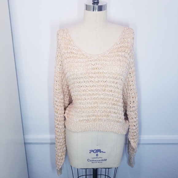 🌸 NEW Free People‎ | Peach Knit VNeck Sweater , small - Picture 3 of 11